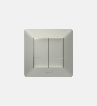 Купить Выключатель двухклавишный беспроводной Legrand Valena Life NETATMO (алюминий) для системы умного дома в интернет-магазине умной техники ALLSMART в Минске